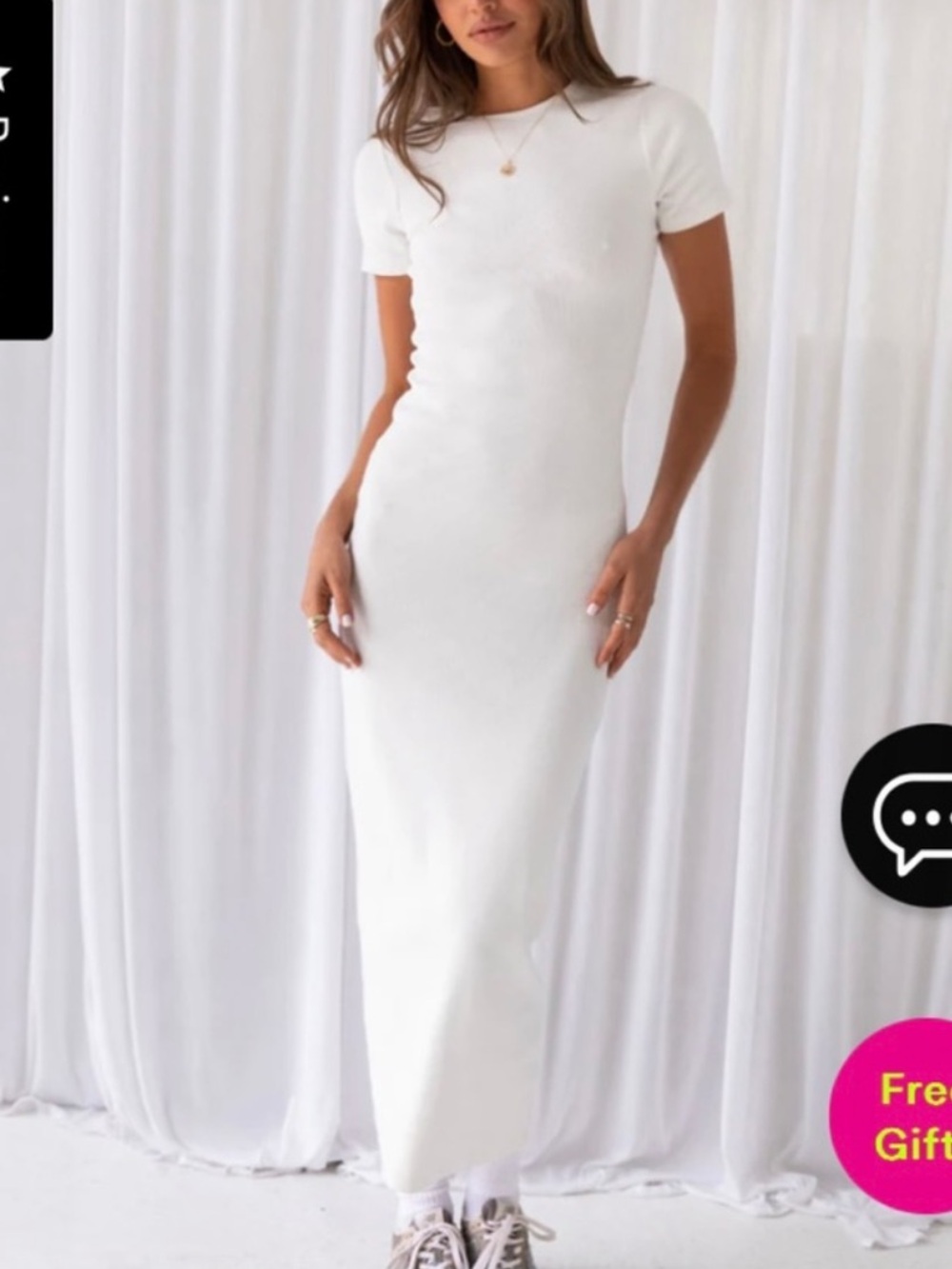 Peppermayo Exclusive Ribbed Short Sleeve Maxi Shirt Dress